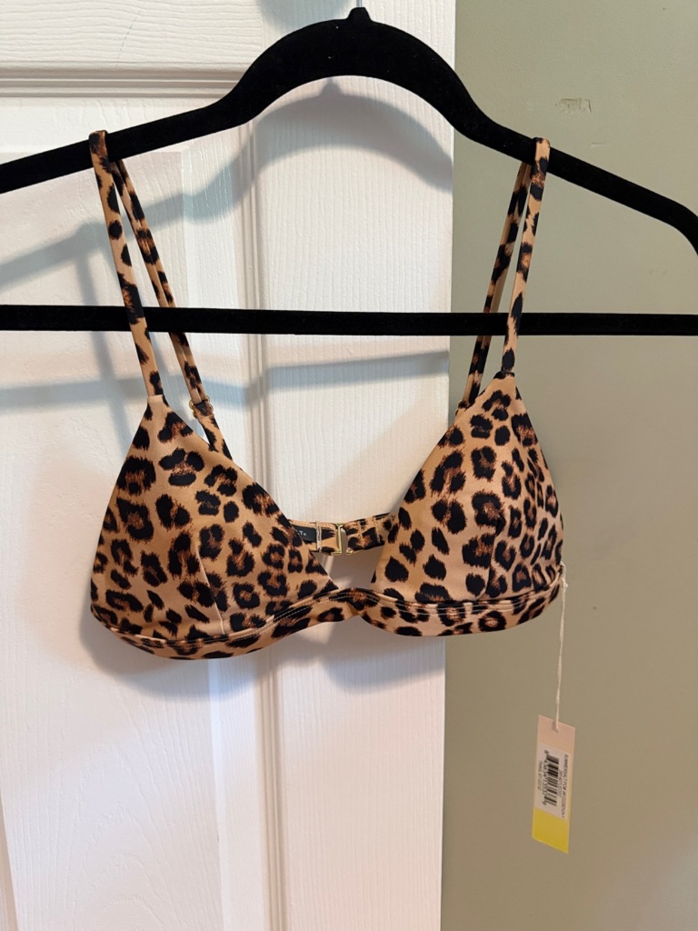 Summersalt Leopard Print Triangle Bikini Top - Tan/Black
